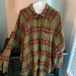 Flannel green and red button down